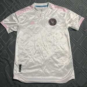 Adidas Kids White and Pink Soccer Jersey